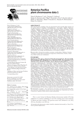 Botanica Pacifica Plant Chromosome Data 1 Nina S