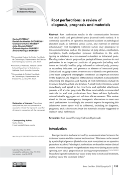 Root Perforations: a Review of Diagnosis, Prognosis and Materials