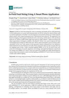 In Field Fruit Sizing Using a Smart Phone Application