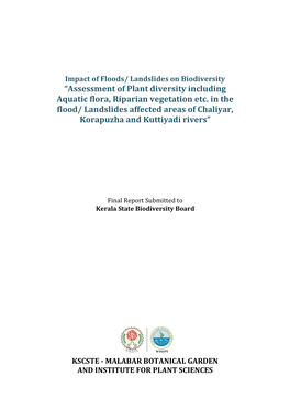 “Assessment of Plant Diversity Including Aquatic Flora, Riparian Vegetation Etc
