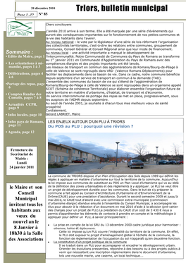 Triors, Bulletin Municipal N° 85 - 1 - Page 1 -12