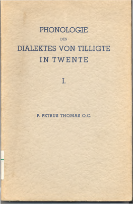 Phonologie Dialektes Von Tilligte in Twente I