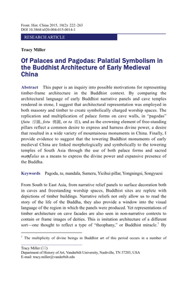 Palatial Symbolism in the Buddhist Architecture of Early Medieval China