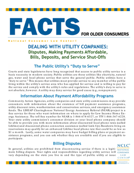 Dealing with Utility Companies: Facts for Older Consumers