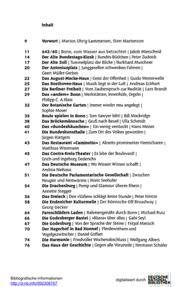 Inhalt 9 Vorwort | Marion Uhrig-Lammersen, Sten Martenson 11 642/60 | Bonn, Vom Wasser Aus Betrachtet | Jakob Mierscheid 14