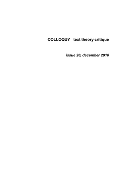 COLLOQUY Text Theory Critique