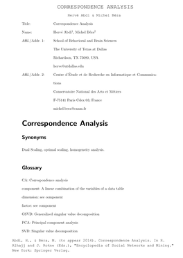 Correspondence Analysis