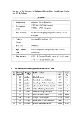 Inventory of Soil Resources of Madhepura District, Bihar Using Remote Sensing and GIS Techniques