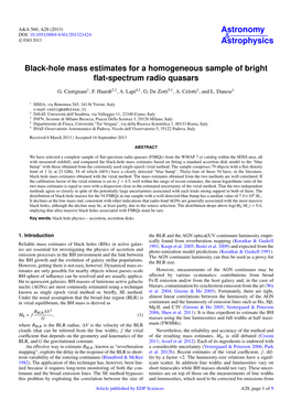 Black-Hole Mass Estimates for a Homogeneous Sample of Bright Flat-Spectrum Radio Quasars