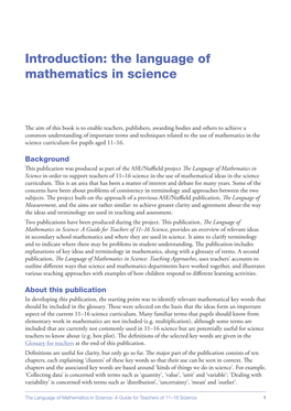 Introduction: the Language of Mathematics in Science