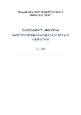 Environmental and Social Management Framework for Bosnia and Herzegovina