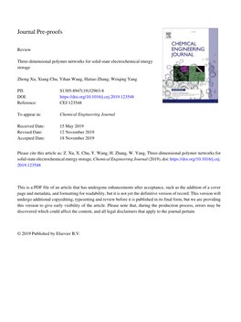 Three-Dimensional Polymer Networks for Solid-State Electrochemical Energy Storage