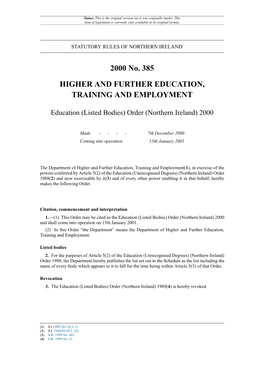 Education, Training and Employment