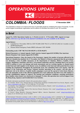COLOMBIA: FLOODS 17 November 2004