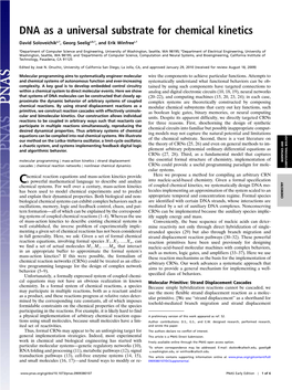 DNA As a Universal Substrate for Chemical Kinetics