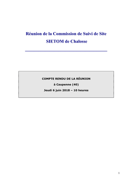 Réunion De La Commission De Suivi De Site SIETOM De Chalosse ______