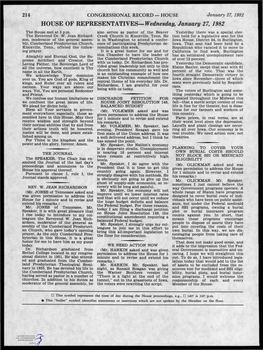 HOUSE of REPRESENTATIVES-Wednesday, January 27, 1982 the House Met at 3 P.M