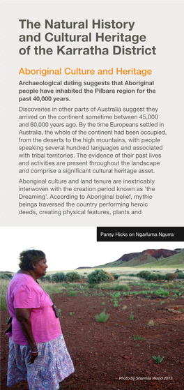 The Natural History and Cultural Heritage of the Karratha District