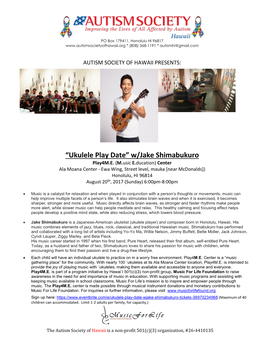 “Ukulele Play Date” W/Jake Shimabukuro Play4m.E