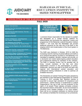 Newsletter of the Bahamas Judicial Education Institute Fall 2020