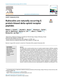 Rubiscolins Are Naturally Occurring G Protein-Biased Delta Opioid Receptor Peptides