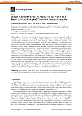 Enzyme Activity Profiles Produced on Wood and Straw by Four Fungi of Different Decay Strategies