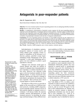 Antagonists in Poor-Responder Patients