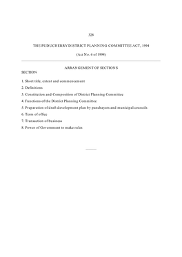 328 the Puducherry District Planning Committee Act