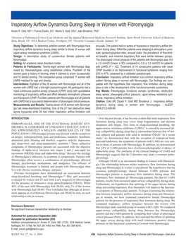 Inspiratory Airflow Dynamics During Sleep in Women with Fibromyalgia Avram R