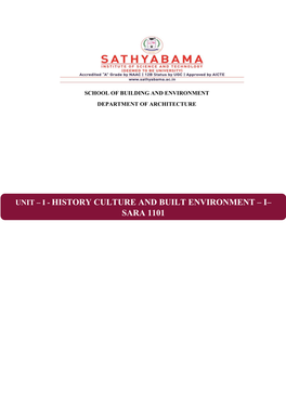 History Culture and Built Environment – I– Sara 1101