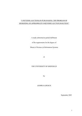 “E-Reverse Auctions in Purchasing: the Problem of Designing an Appropriate E-Reverse Auction Solution”