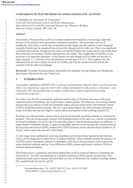 Comparison of Test Methods to Assess Pozzolanic Activity