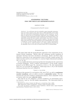 Admissible Vectors for the Regular Representation 2961