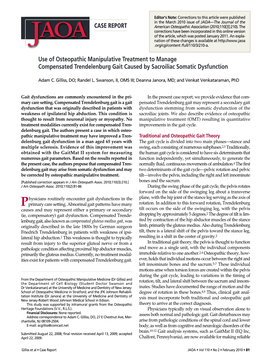 Use of Osteopathic Manipulative Treatment to Manage Compensated Trendelenburg Gait Caused by Sacroiliac Somatic Dysfunction