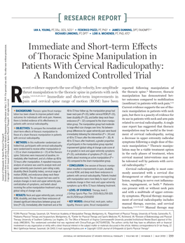 Immediate and Short-Term Effects of Thoracic Spine Manipulation in Patients with Cervical Radiculopathy: a Randomized Controlled Trial