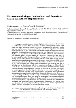 Harassment During Arrival on Land and Departure to Sea in Southern Elephant Seals