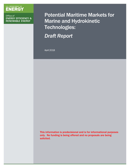 Potential Maritime Markets for Marine and Hydrokinetic Technologies: Draft Report