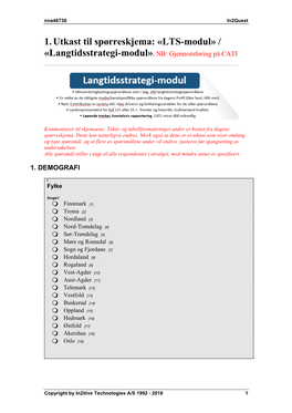 1. Utkast Til Spørreskjema: «LTS-Modul» / «Langtidsstrategi-Modul»