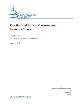 The Size and Role of Government: Economic Issues