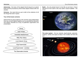 Astronomy Tour of the Known Universe