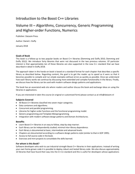 Introduction to the Boost C++ Libraries Volume III – Algorithms, Concurrency, Generic Programming and Higher-Order Functions, Numerics