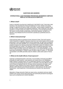 2. What Is Lead Poisoning? 3. What Are the Health Effects of Lead Exposure?