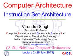 Computer Architecture Instruction Set Architecture