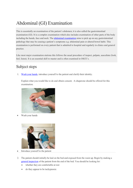 Abdominal (GI) Examination