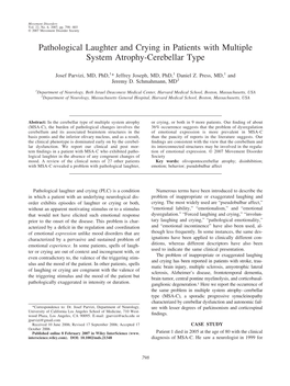 Pathological Laughter and Crying in Patients with Multiple System Atrophy-Cerebellar Type