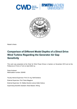 Comparison of Different Model Depths of a Direct Drive Wind Turbine Regarding the Generator Air Gap Sensitivity