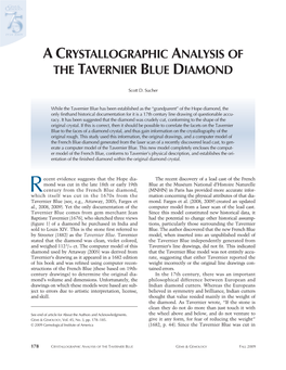 A Crystallographic Analysis of the Tavernier Blue Diamond