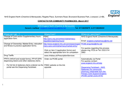 NHS England North (Cheshire & Merseyside), Regatta Place, Summers Road, Brunswick Business Park, Liverpool, L3 4BL CONTACTS