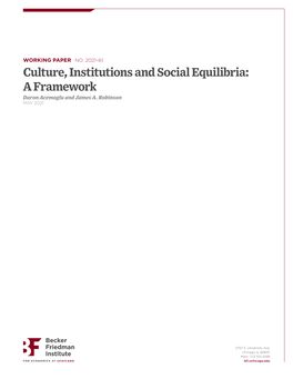 Culture, Institutions and Social Equilibria: a Framework Daron Acemoglu and James A