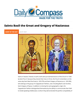 Saints Basil the Great and Gregory of Nazianzus